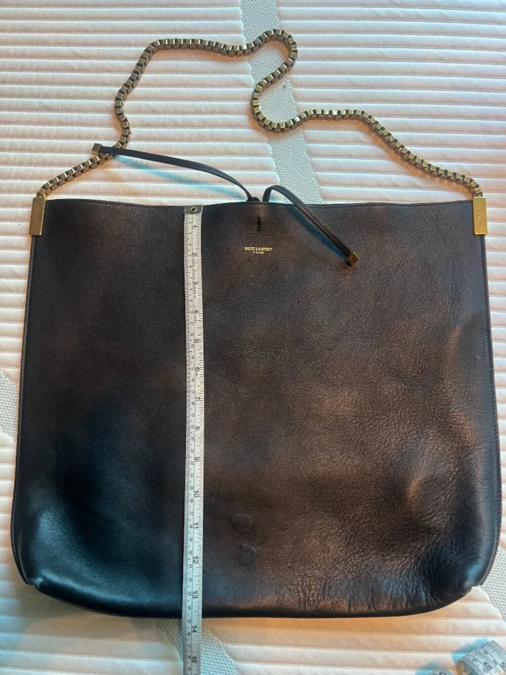Saint Laurent Black Leather Tote with Chain Strap - Picture 1 of 9